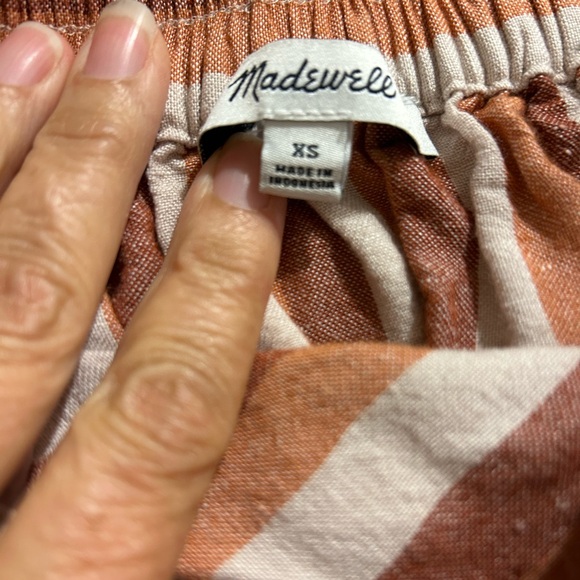 Madewell Pull-On Wrap Skirt Striped Linen Blend Pockets XS Orange Cream Rust EC! - Picture 4 of 4